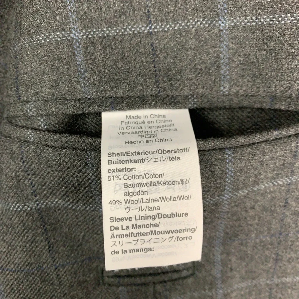 J.Crew Ludlow Suit Jacket Mens 38R Grey Windowpane Slim Fit Abraham Moon Blazer